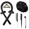 Seraphic heatless hair curling set with black satin curling rod, matching scrunchies, bonnet, and styling combs.