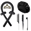 Seraphic heatless hair curling set in black, including a satin curling rod, scrunchies, bonnet, and styling combs.