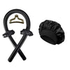 Seraphic heatless hair curling set with a black satin curling rod, matching scrunchies, hair clip, and sleep bonnet.